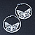 White Filigree Butterfly Metal Hoop Earrings - 6cm Diameter