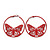 Red Filigree Butterfly Metal Hoop Earrings - 6cm Diameter - view 2