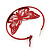 Red Filigree Butterfly Metal Hoop Earrings - 6cm Diameter - view 5