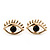 Teen Gold Plated 'Eyes' With Black Crystal Stud Earrings - 14mm Width