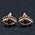 Teen Gold Plated 'Eyes' With Black Crystal Stud Earrings - 14mm Width - view 8