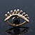 Teen Gold Plated 'Eyes' With Black Crystal Stud Earrings - 14mm Width - view 3