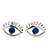 Teen Rhodium Plated 'Eyes' With Blue Crystal Stud Earrings - 14mm Width - view 5