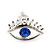 Teen Rhodium Plated 'Eyes' With Blue Crystal Stud Earrings - 14mm Width - view 6