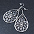 Burn Silver Marcasite Filigree Diamante Teardrop Earrings - 68mm Length - view 4