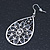 Burn Silver Marcasite Filigree Diamante Teardrop Earrings - 68mm Length - view 5