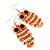 Orange Enamel 'Owl' Drop Earrings In Gold Plating - 7cm Length - view 3