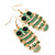 Light Green Enamel 'Owl' Drop Earrings In Gold Plating - 7cm Length - view 3