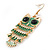 Light Green Enamel 'Owl' Drop Earrings In Gold Plating - 7cm Length - view 4