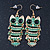 Light Green Enamel 'Owl' Drop Earrings In Gold Plating - 7cm Length - view 2