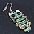 Light Green Enamel 'Owl' Drop Earrings In Gold Plating - 7cm Length - view 5