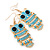 Light Blue Enamel 'Owl' Drop Earrings In Gold Plating - 7cm Length - view 3