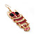 Magenta Enamel 'Owl' Drop Earrings In Gold Plating - 7cm Length - view 4