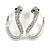Sleek Diamante 'Snake' Stud Earrings In Rhodium Plating - 25mm Length