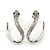 Sleek Diamante 'Snake' Stud Earrings In Rhodium Plating - 25mm Length - view 4