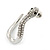 Sleek Diamante 'Snake' Stud Earrings In Rhodium Plating - 25mm Length - view 5