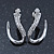 Sleek Diamante 'Snake' Stud Earrings In Rhodium Plating - 25mm Length - view 2