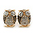 Clear Crystal Black Enamel 'Owl' Stud Earrings In Gold Plating - 18mm Length - view 2