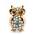 Small AB Crystal 'Owl' Stud Earrings In Gold Plating - 18mm Length - view 5