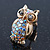 Small AB Crystal 'Owl' Stud Earrings In Gold Plating - 18mm Length - view 4