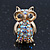 Small AB Crystal 'Owl' Stud Earrings In Gold Plating - 18mm Length - view 2