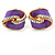 Purple Enamel, Crystal Knot Clip On Earrings In Gold Tone - 15mm L