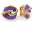 Purple Enamel, Crystal Knot Clip On Earrings In Gold Tone - 15mm L - view 2