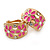 C-shape Crystal, Pink Enamel Floral Clip On Earrings In Gold Tone - 16mm L - view 2