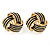 Gold Tone Black Enamel 'Knot' Clip On Earrings - 18mm D