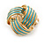 Gold Tone Aqua Blue Enamel 'Knot' Clip On Earrings - 18mm D - view 3
