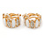 Gold Plated White Enamel Crystal C Shape Clip On Earrings - 20mm Length - view 7