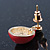 Teen Orange Enamel Dome Shaped Stud Earrings In Gold Plating - 20mm Length - view 4