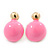 Teen Baby Pink Enamel Dome Shaped Stud Earrings In Gold Plating - 20mm Length - view 2