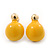 Teen Yellow Enamel Dome Shaped Stud Earrings In Gold Plating - 20mm Length - view 2