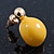 Teen Yellow Enamel Dome Shaped Stud Earrings In Gold Plating - 20mm Length - view 5