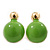 Teen Lime Green Enamel Dome Shaped Stud Earrings In Gold Plating - 20mm Length - view 2