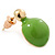 Teen Lime Green Enamel Dome Shaped Stud Earrings In Gold Plating - 20mm Length - view 3