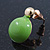 Teen Lime Green Enamel Dome Shaped Stud Earrings In Gold Plating - 20mm Length - view 4