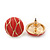 Orange Enamel Round 'Button' Stud Earrings In Gold Plating - 17mm Diameter - view 2