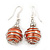 Silver Tone Apricot Faux Pearl Drop Earrings - 4cm Drop - view 1