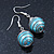 Silver Tone Light Blue Faux Pearl Drop Earrings - 4cm Drop - view 4