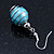Silver Tone Light Blue Faux Pearl Drop Earrings - 4cm Drop - view 6