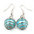 Silver Tone Light Blue Faux Pearl Drop Earrings - 4cm Drop - view 2