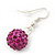 Magenta Crystal 'Ball' Drop Earrings In Silver Plating - 35mm Length - view 5