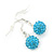 Light Blue Crystal 'Ball' Drop Earrings In Silver Plating - 35mm Length - view 8