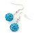 Light Blue Crystal 'Ball' Drop Earrings In Silver Plating - 35mm Length - view 6