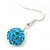 Light Blue Crystal 'Ball' Drop Earrings In Silver Plating - 35mm Length - view 4