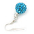 Light Blue Crystal 'Ball' Drop Earrings In Silver Plating - 35mm Length - view 5