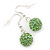 Light Green Crystal 'Ball' Drop Earrings In Silver Plating - 35mm Length - view 4