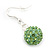Light Green Crystal 'Ball' Drop Earrings In Silver Plating - 35mm Length - view 5